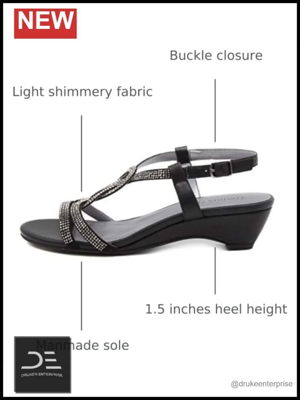 Embellished Shimmery Fabric Platform Sandals with Slingback 1.5